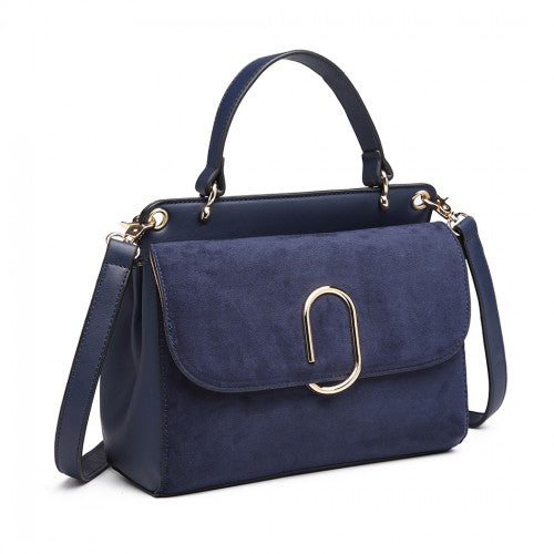 LB6871-MISS LULU STYLISH LADIES LEATHER HANDBAG SHOULDER BAG NAVY | Neil's Luggage Store