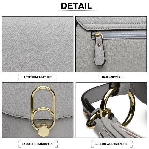 LZ1831 - MISS LULU CROSS BODY SADDLE BAG - GREY | Neil's Luggage Store