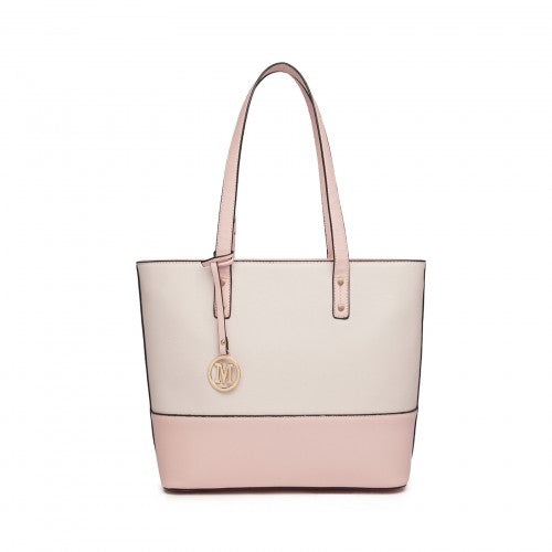 LG2023 - Miss Lulu Elegant 3-Piece Leather Look Tote Bag Set - Versatile & Chic for Every Occasion - Pink And Beige | Neil's Luggage Store