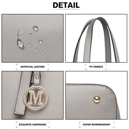 LT2054 - Miss Lulu Minimalist Tote Handbag Structured - Grey | Neil's Luggage Store
