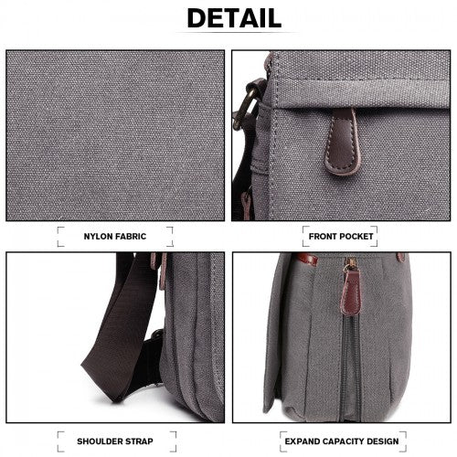LB1925 - Kono Classic Expanding Messenger Bag - Grey | Neil's Luggage Store