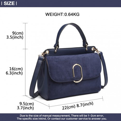 LB6871-MISS LULU STYLISH LADIES LEATHER HANDBAG SHOULDER BAG NAVY | Neil's Luggage Store