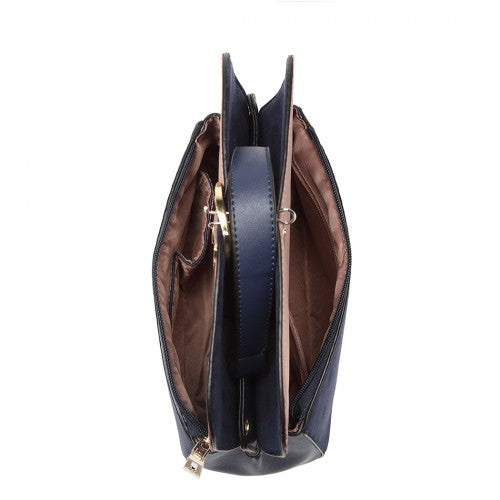 LB6871-MISS LULU STYLISH LADIES LEATHER HANDBAG SHOULDER BAG NAVY | Neil's Luggage Store