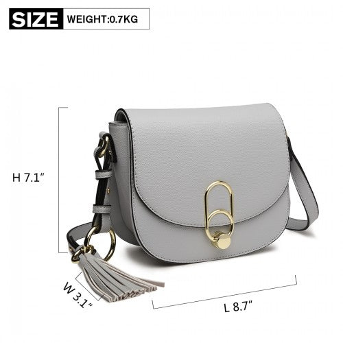 LZ1831 - MISS LULU CROSS BODY SADDLE BAG - GREY | Neil's Luggage Store