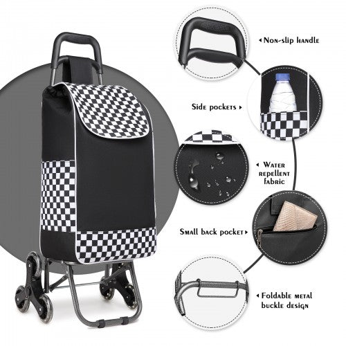 EQ2043 - Kono 6 Wheel Push Shopping Trolley - Black | Neil's Luggage Store