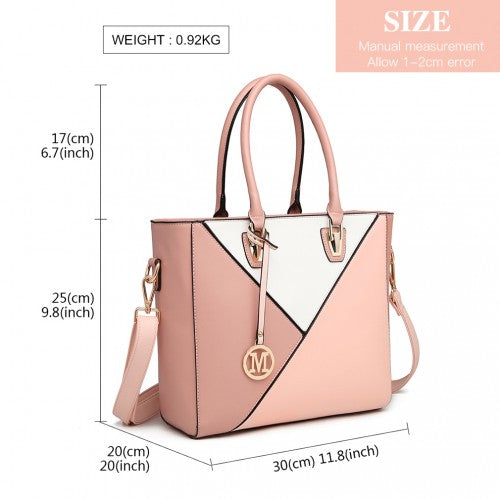 LG2013 - Miss Lulu Leather Look Geometric Ombre Handbag - Nude | Neil's Luggage Store