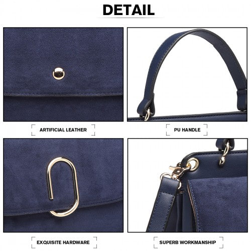 LB6871-MISS LULU STYLISH LADIES LEATHER HANDBAG SHOULDER BAG NAVY | Neil's Luggage Store