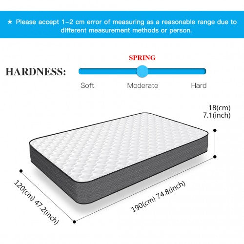 MTS001 - Good Nite Small Double Memory Foam & Spring Mattress-120x190x18cm-Quilted, Hypoallergenic, Breathable Design with Lumbar Support | Neil's Luggage Store