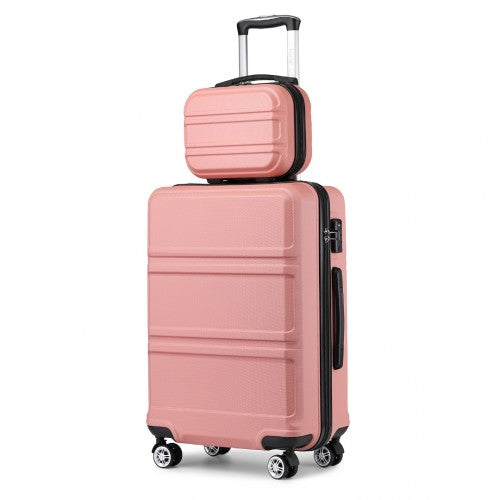K1871-1L - Kono ABS 4 Wheel Suitcase Set with Vanity Case - Nude | Neil's Luggage Store
