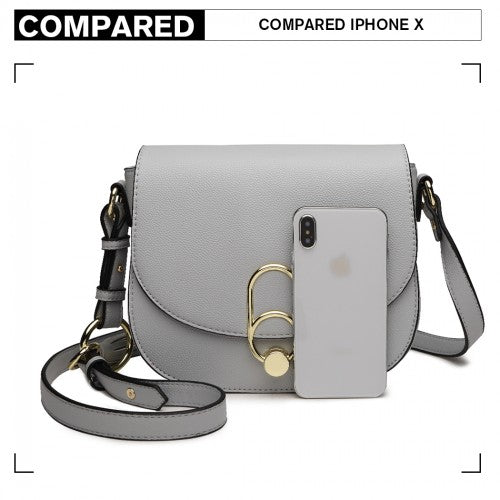 LZ1831 - MISS LULU CROSS BODY SADDLE BAG - GREY | Neil's Luggage Store