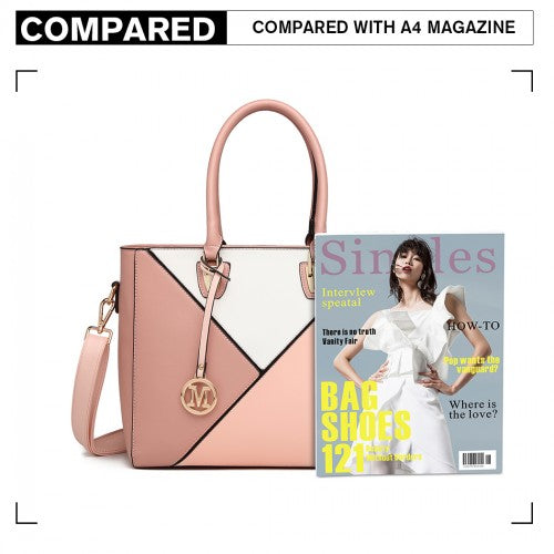 LG2013 - Miss Lulu Leather Look Geometric Ombre Handbag - Nude | Neil's Luggage Store