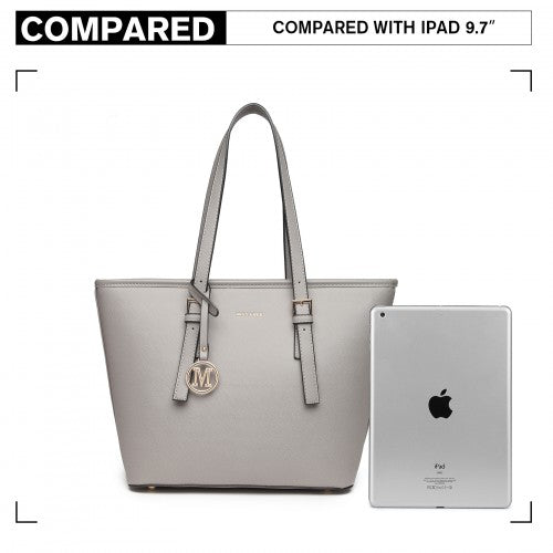 LT2054 - Miss Lulu Minimalist Tote Handbag Structured - Grey | Neil's Luggage Store