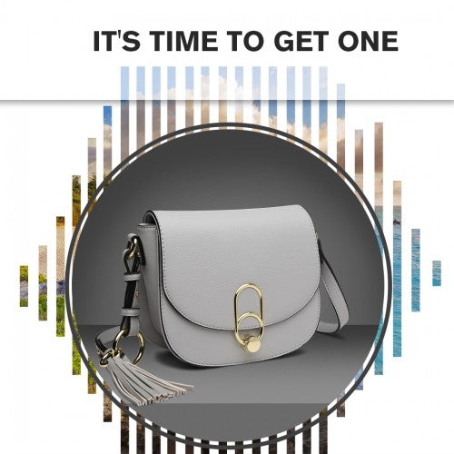 LZ1831 - MISS LULU CROSS BODY SADDLE BAG - GREY | Neil's Luggage Store