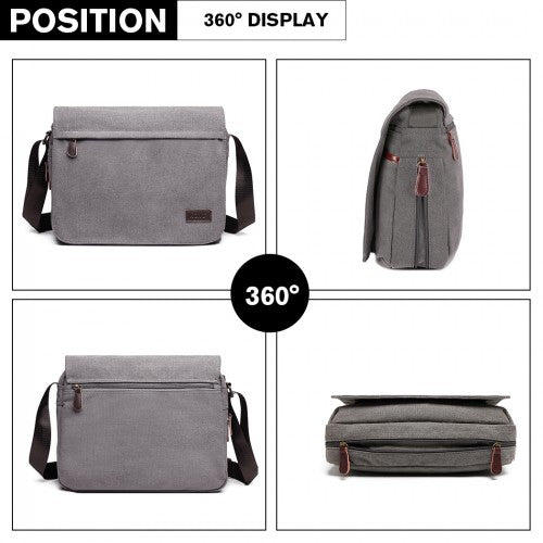 LB1925 - Kono Classic Expanding Messenger Bag - Grey | Neil's Luggage Store