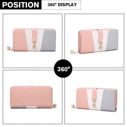 LP2030 - Miss Lulu Tri Colour Women's Leather Look Purse - Grey | Neil's Luggage Store