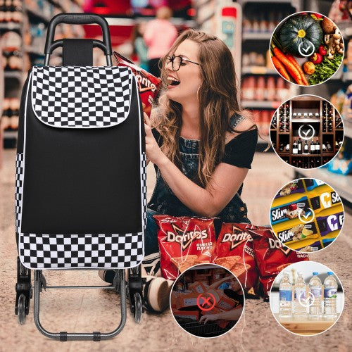 EQ2043 - Kono 6 Wheel Push Shopping Trolley - Black | Neil's Luggage Store
