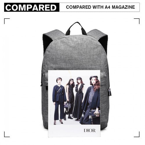 E1930 - Kono Durable Polyester Everyday Backpack With Sleek Design - Grey | Neil's Luggage Store