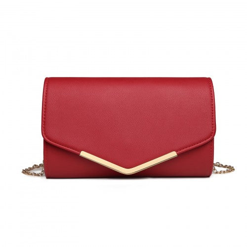 LH2064 - Miss Lulu Vegan Envelope Clutch Bag - Red | Neil's Luggage Store