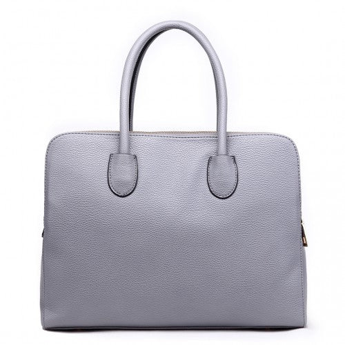 LT1726 - Miss Lulu Textured PU Leather Medium Size Classic Tote Bag Shoulder Bag Grey | Neil's Luggage Store