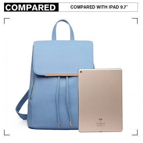 E1669 - Miss Lulu Faux Leather Stylish Fashion Backpack - Light Blue | Neil's Luggage Store
