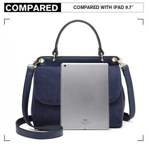 LB6871-MISS LULU STYLISH LADIES LEATHER HANDBAG SHOULDER BAG NAVY | Neil's Luggage Store