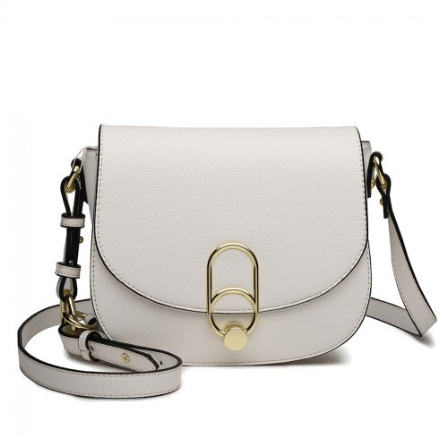 LZ1831 - MISS LULU CROSS BODY SADDLE BAG - WHITE | Neil's Luggage Store