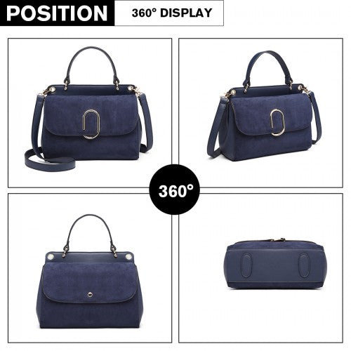 LB6871-MISS LULU STYLISH LADIES LEATHER HANDBAG SHOULDER BAG NAVY | Neil's Luggage Store