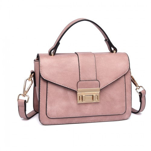 LB2033 - Miss Lulu Leather Look Midi Handbag - Pink - Neils Luggage Store