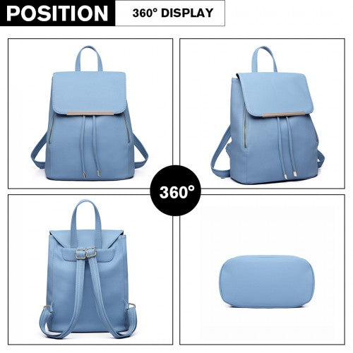 E1669 - Miss Lulu Faux Leather Stylish Fashion Backpack - Light Blue | Neil's Luggage Store