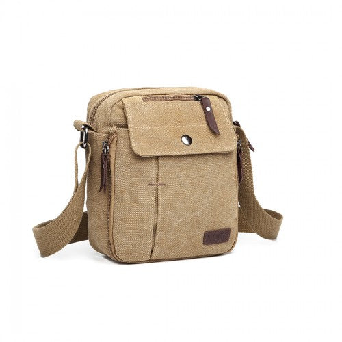 Kono E1971 Multi Pocket Crossbody Bag Khaki Canvas | Neil's Luggage Store
