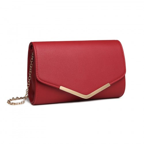 LH2064 - Miss Lulu Vegan Envelope Clutch Bag - Red | Neil's Luggage Store