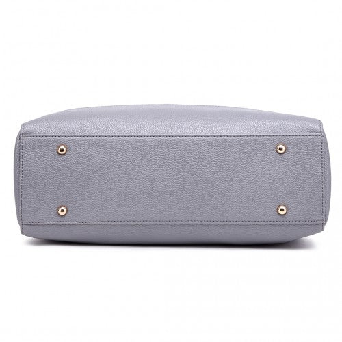 LT1726 - Miss Lulu Textured PU Leather Medium Size Classic Tote Bag Shoulder Bag Grey | Neil's Luggage Store