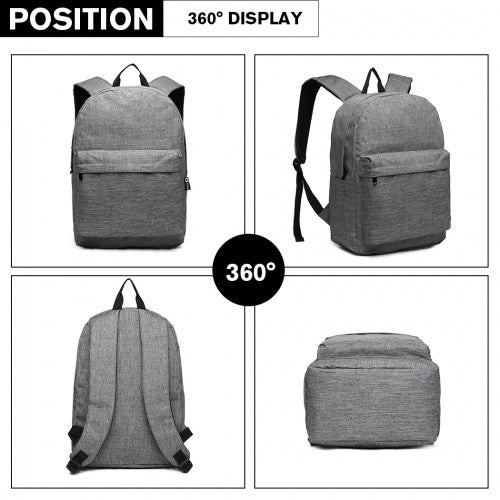 E1930 - Kono Durable Polyester Everyday Backpack With Sleek Design - Grey | Neil's Luggage Store