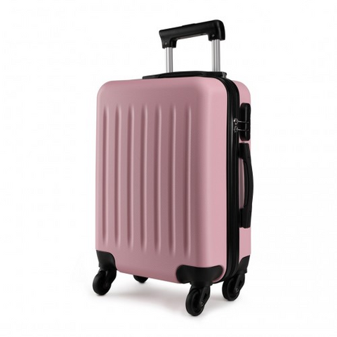 Kono 28 inch pink ABS hard shell luggage with 4 spinner wheels and telescopic handle