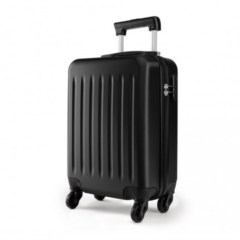 Kono 19 inch black ABS hard shell carry on luggage with 4 spinner wheels and telescopic handle