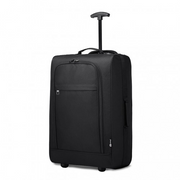 Black Kono cabin size soft shell hand luggage with telescopic handle and front zipped pocket