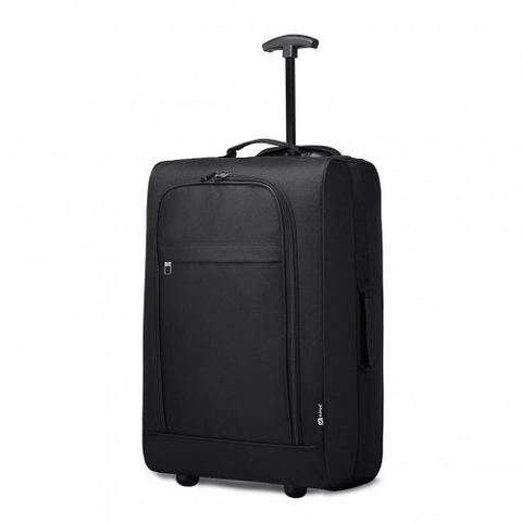 Black Kono cabin size soft shell hand luggage with telescopic handle and front zipped pocket