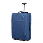 Blue Kono cabin size soft shell hand luggage with telescopic handle and front zip pocket