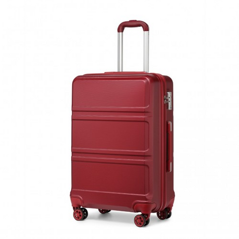 Burgundy 20-inch Kono ABS cabin luggage with four 360-degree spinner wheels and telescopic handle