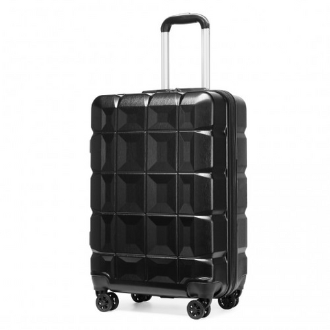 Kono 20 inch black lightweight hard shell ABS luggage with telescopic handle, four swivel wheels, TSA lock, and scratch-resistant finish