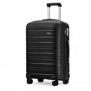 Kono 24 Inch multi texture hard shell black suitcase with telescopic handle and 4 swivel wheels