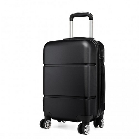 Black Kono Hard Shell ABS 20-inch carry-on suitcase with telescopic handle and 360-degree spinner wheels