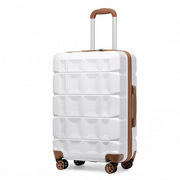 K2292L - Kono 24 inch white lightweight hard shell ABS suitcase with TSA lock and four swivel wheels