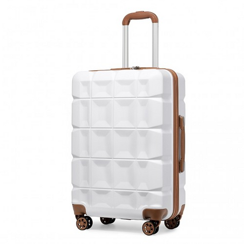 K2292L - Kono 24 inch white lightweight hard shell ABS suitcase with TSA lock and four swivel wheels