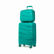 Teal Kono 2-piece lightweight polypropylene hard shell suitcase set with TSA lock and swivel wheels