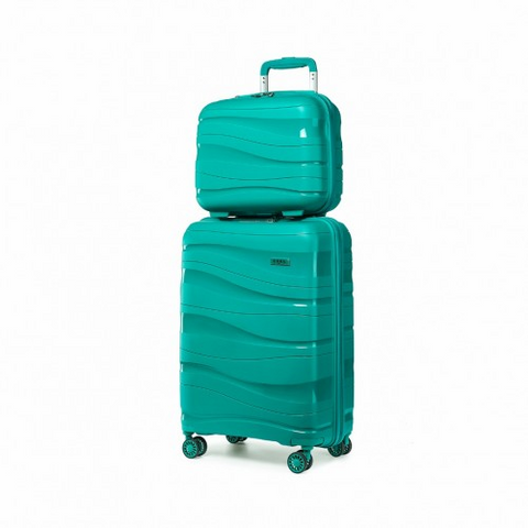 Teal Kono 2-piece lightweight polypropylene hard shell suitcase set with TSA lock and swivel wheels