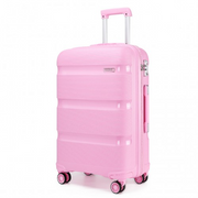 Kono 24 inch bright pink hard shell polypropylene suitcase with telescopic handle and 360-degree spinner wheels
