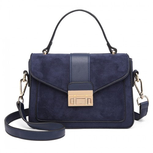 Miss Lulu Matte PU Leather Midi Handbag Crossbody Navy | Neil's Luggage Store