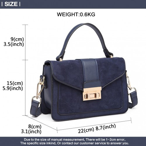 Miss Lulu Matte PU Leather Midi Handbag Crossbody Navy | Neil's Luggage Store