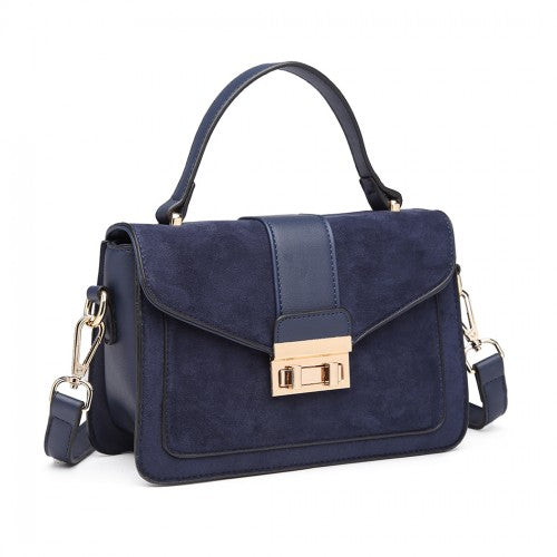 Miss Lulu Matte PU Leather Midi Handbag Crossbody Navy | Neil's Luggage Store